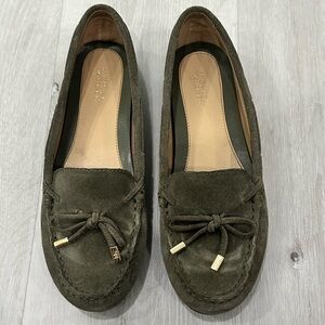 Michael Kors Olive Green Suede Loafers 7.5